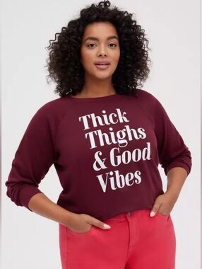 Torrid Cozy Fleece Good Vibes Dark Red 23 Ptp 23 L